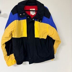 Vintage London Fog Colorblock Ski Jacket Men’s L Stowaway Hood 90s